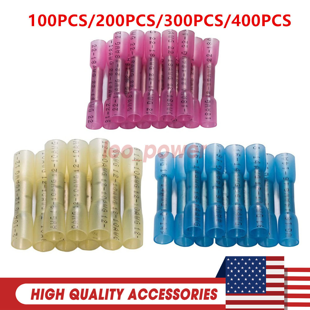 400/100x Heat Shrink But Connector Waterproof Electrical Wire Marine Butt Splice