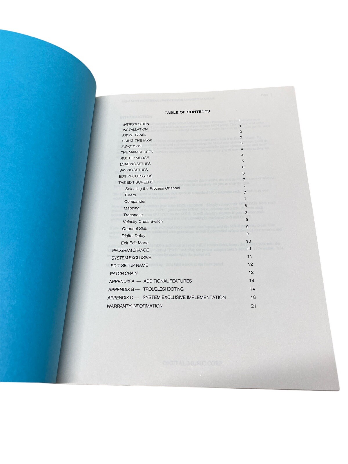 MX-8 MIDI Patchbay Processor Owners Manual