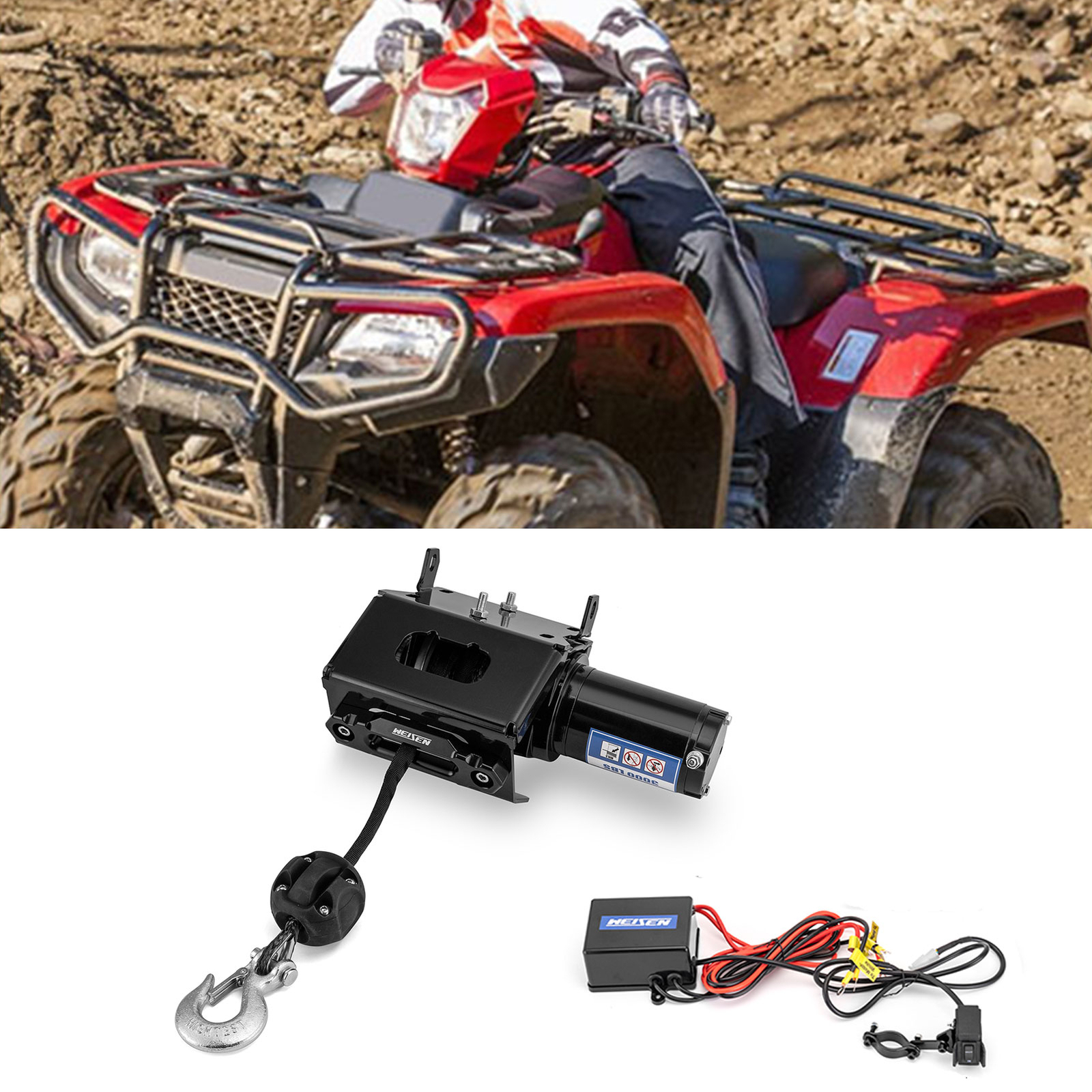 3000lb Electric Winch Kit with Winch Mount For Honda TRX420 Rancher 2014-2026