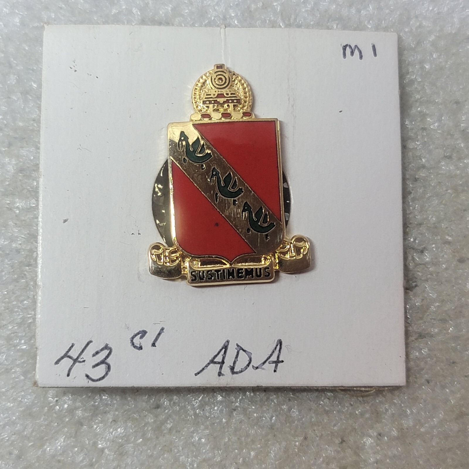 Authentic US Army 43rd Air Defense Artillery Unit Crest DI DUI Insignia Made USA