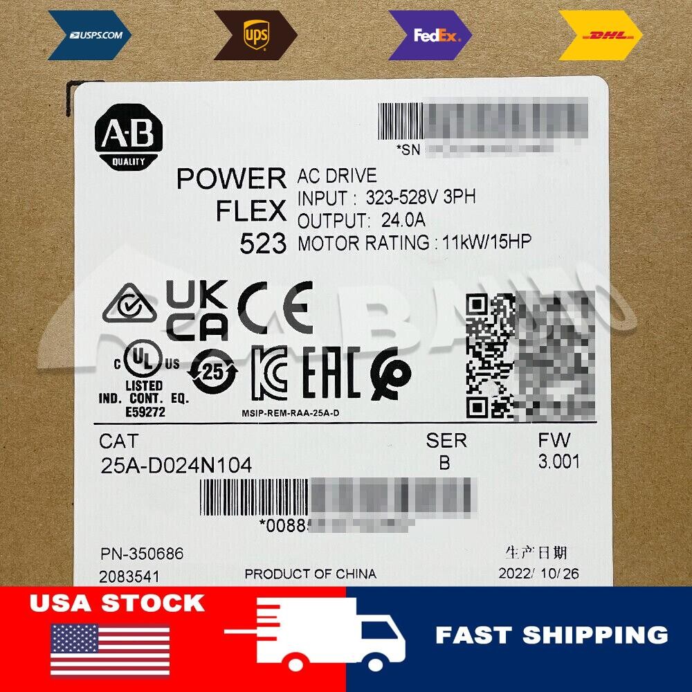 25A-D024N104 /B PowerFlex 523 AC Drive 11kW 15Hp Allen Bradley US Free Tax