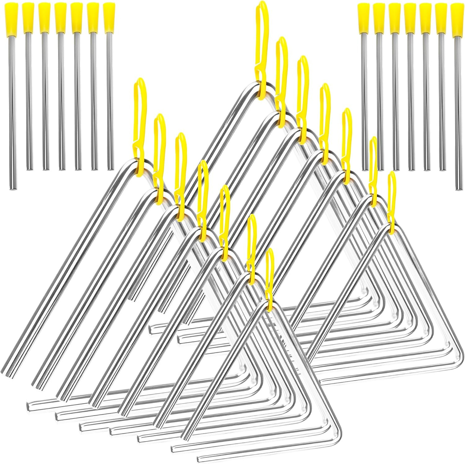 14 Piece Triangle Percussion Set with Steel Hand Triangles for Kids Adults