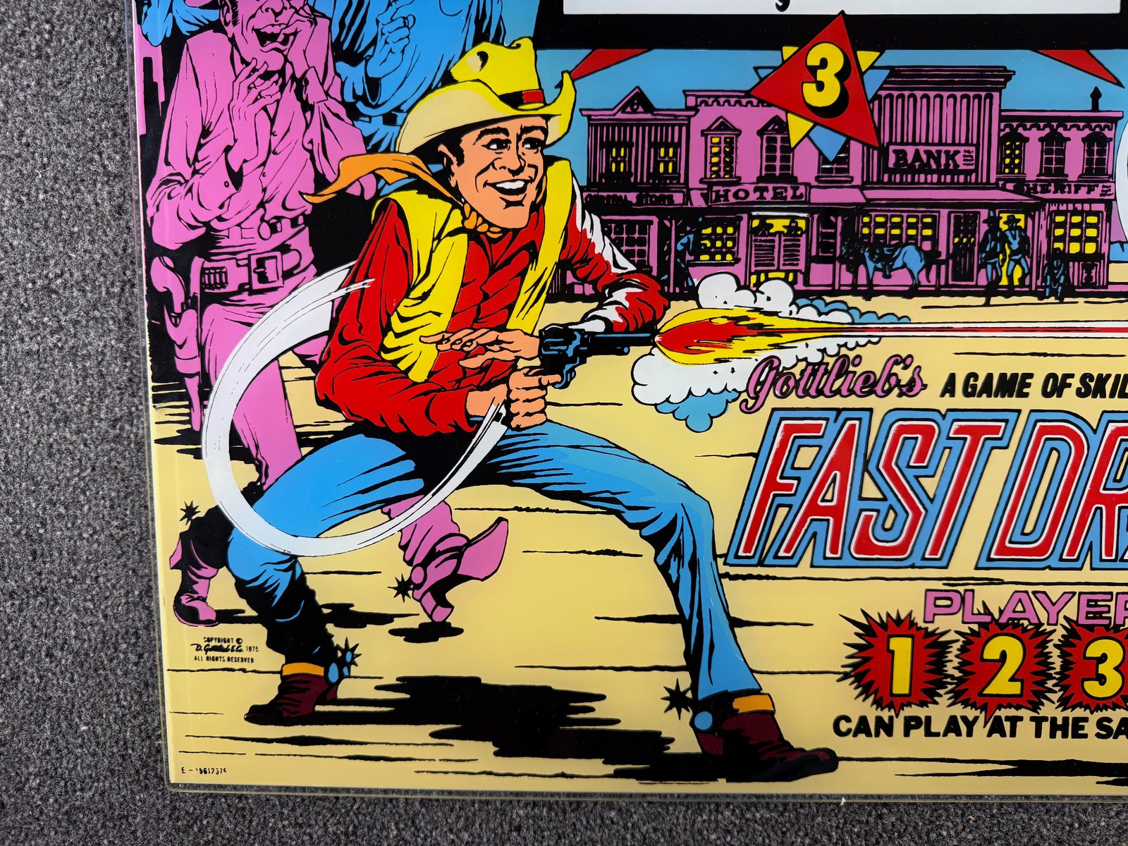 Gottlieb Fast Draw Pinball Machine Game Backglass Silkscreened NEW