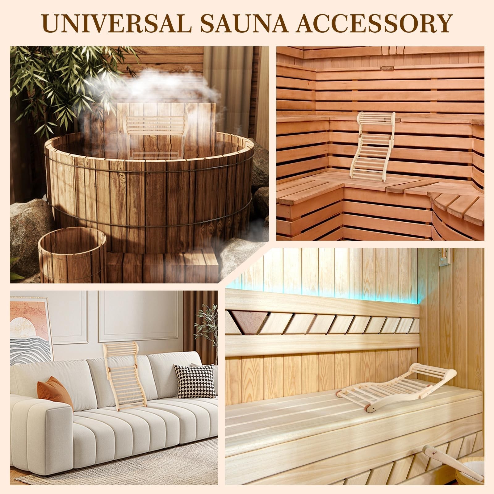 Sauna Backrest Infrared Sauna Backrest Accessories with Adjustable Pillow Woo...