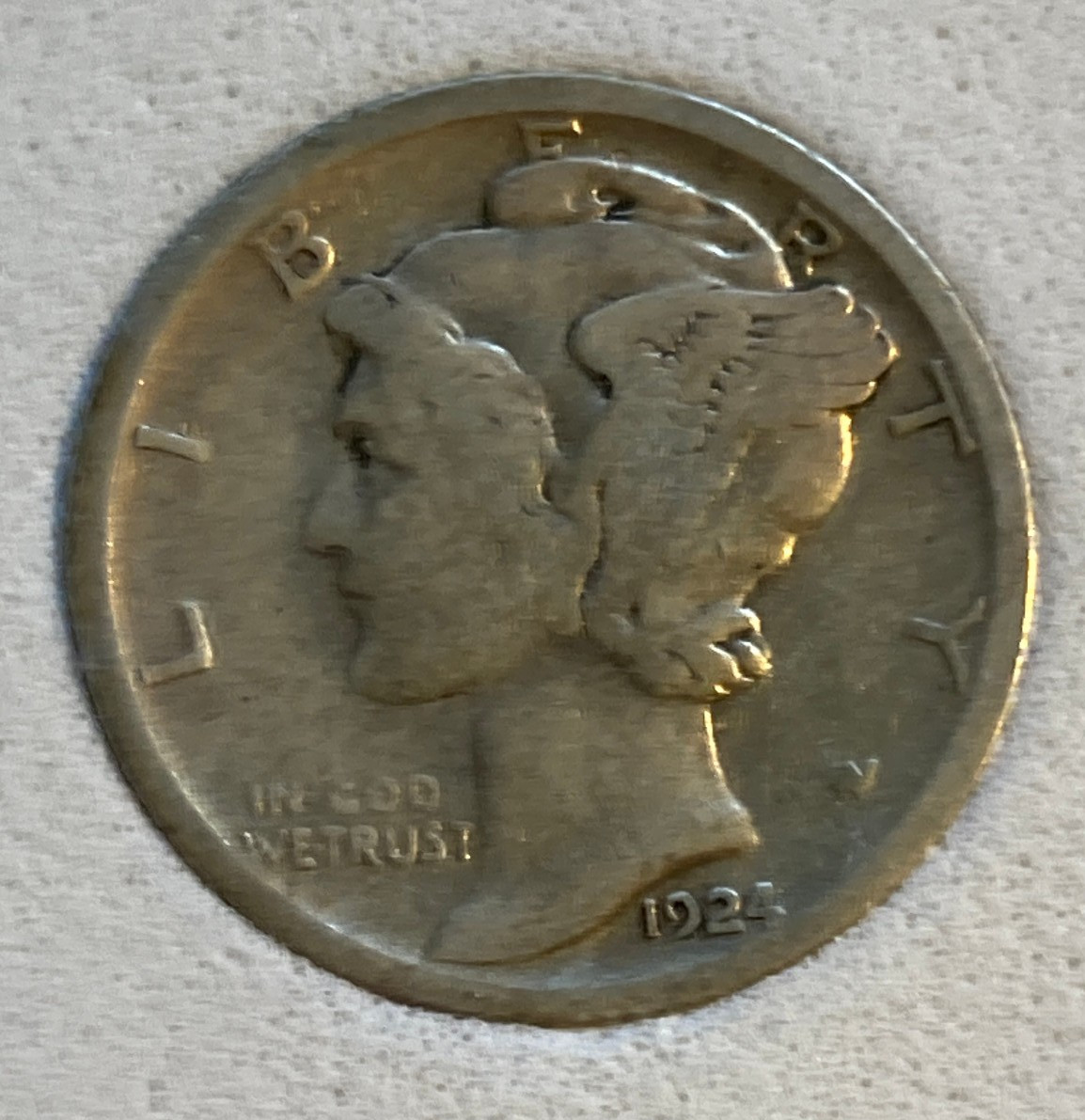 MERCURY DIMES, 4 SLABBED DIMES, FINE, VF...MINT MARKS
