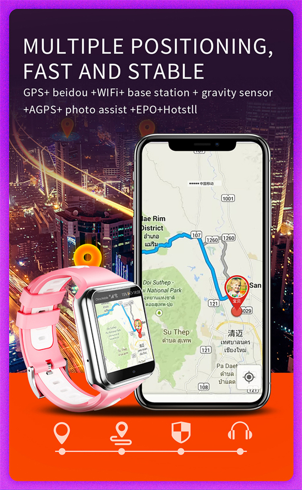 Children Student Smartwatch 4G wifi Waterproof Kid Watch Dual Camera Anti-Lost
