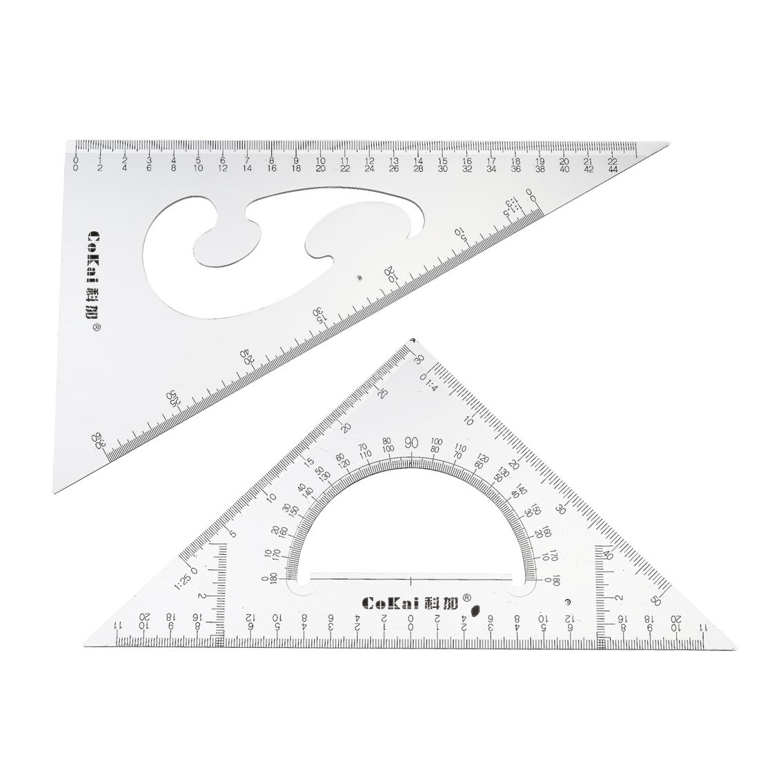 Triangle Ruler Square Set with Built-in Protractor 22cm 30/60 45/90 Degrees