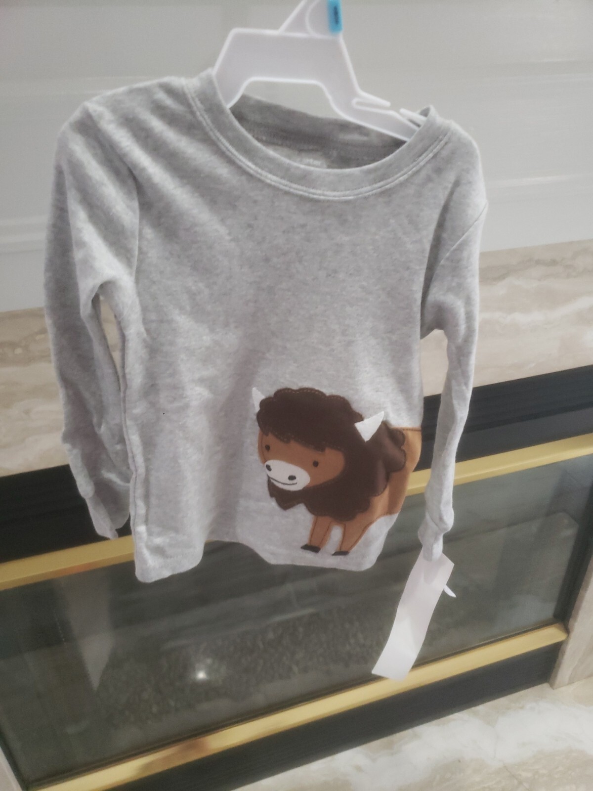 CARTER'S NEW Boys SZ 24-Months Gray Buffalo Long Sleeve Pull On Top