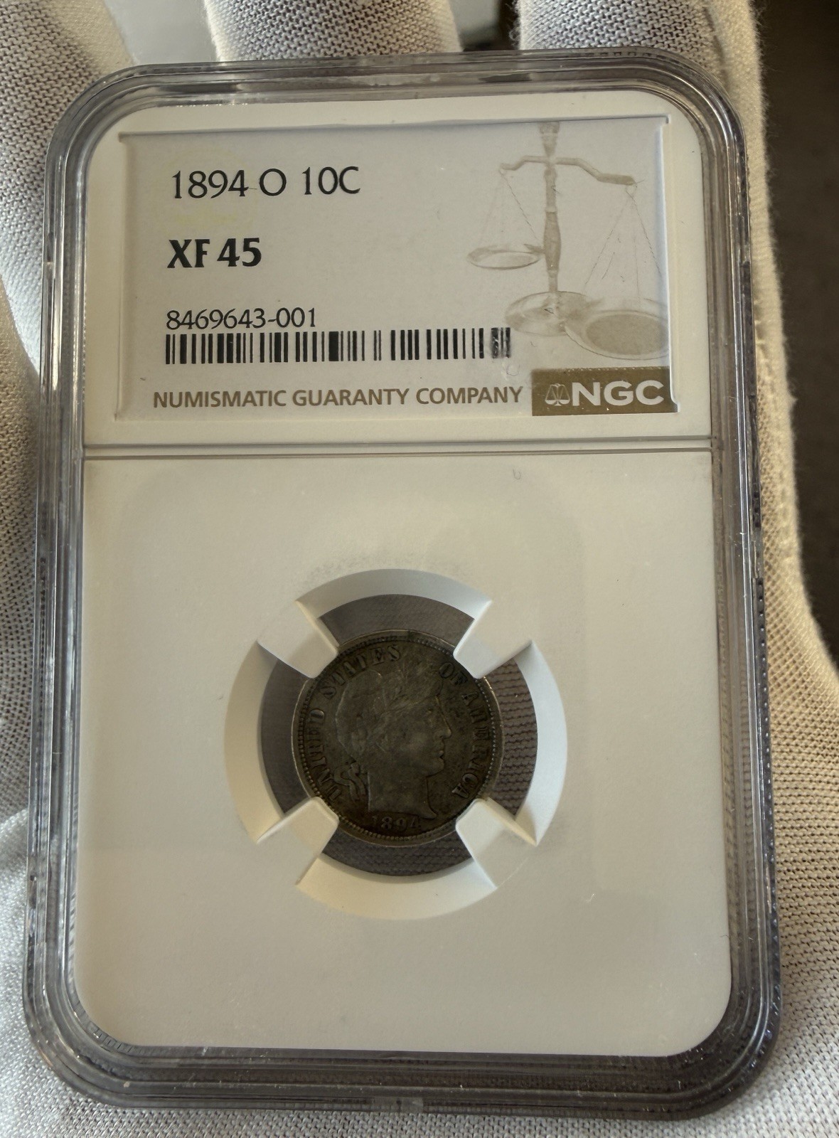 1894 O Barber Dime NGC XF-45 Key Date 10C