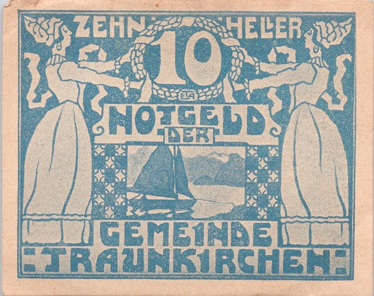Austria Notgeld Traunkirchen 10 Heller 1920 Vintage Paper Money Note VF Banknote