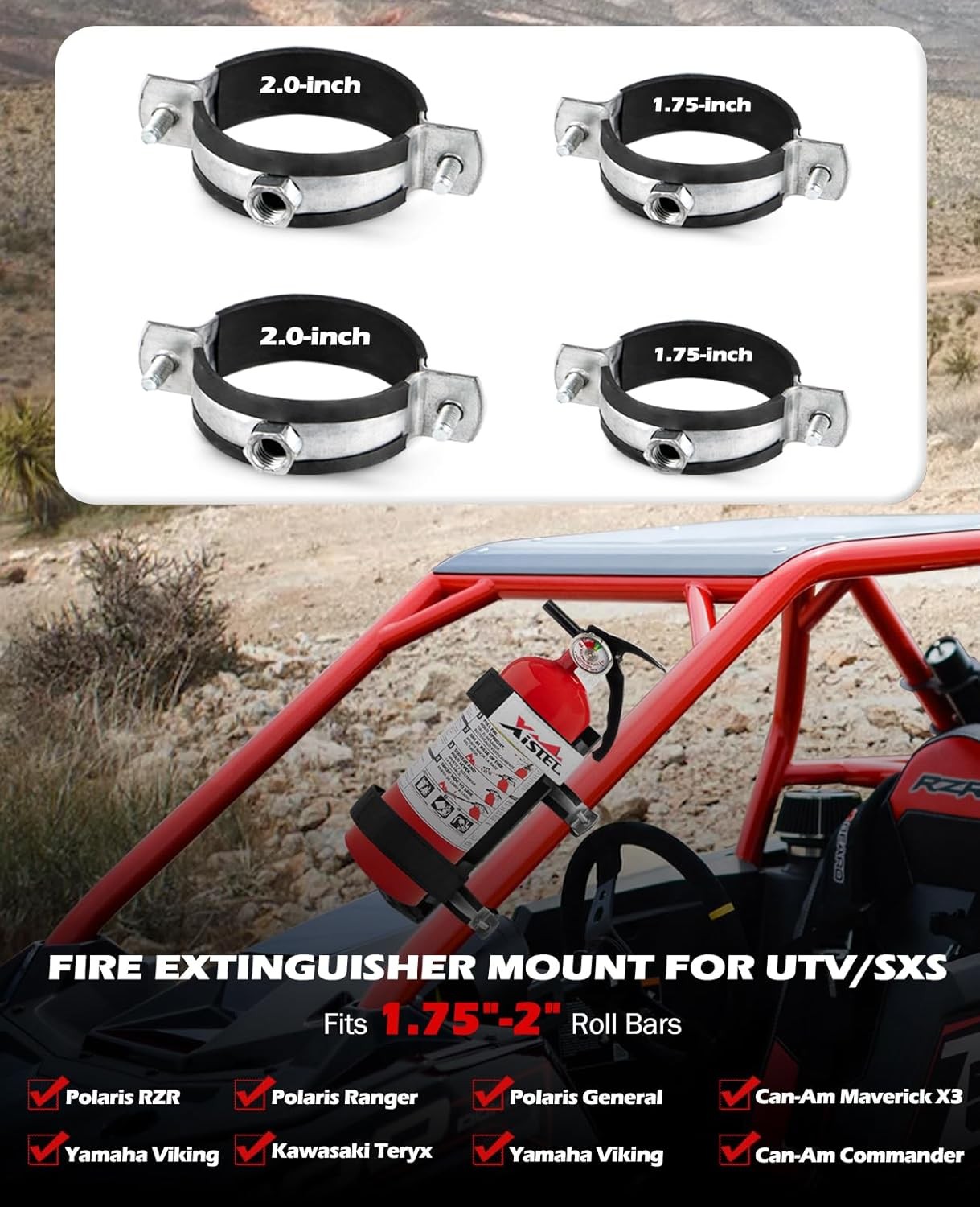 Quick Release UTV Fire Extinguisher Mount Kit Fire Extinguisher Holder Adjustabl