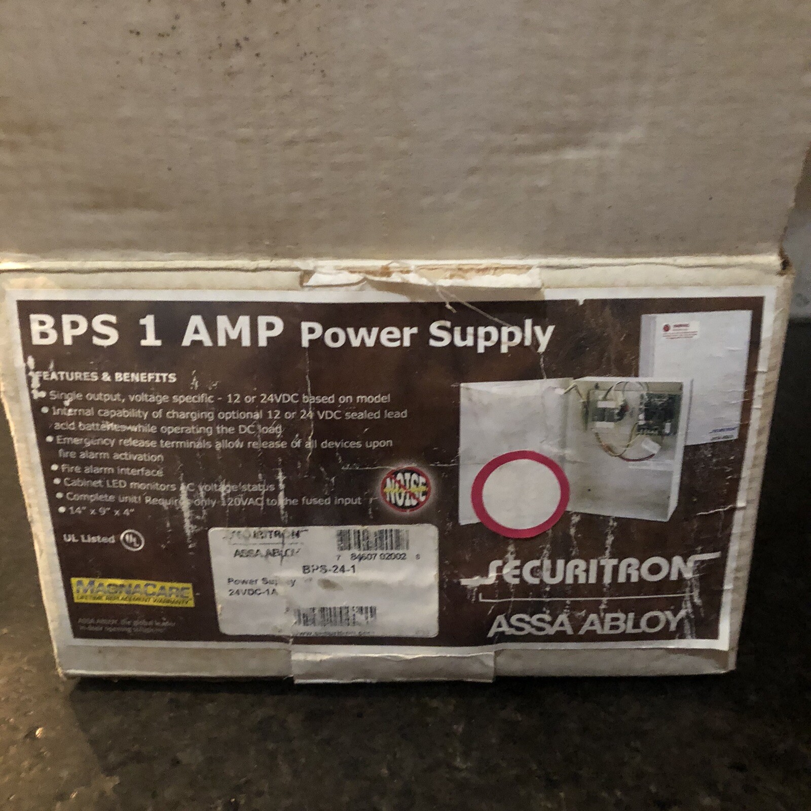 SECURITRON BPS 1 AMP POWER SUPPLY 24VDC ASSA ABLOY BPS-24-1