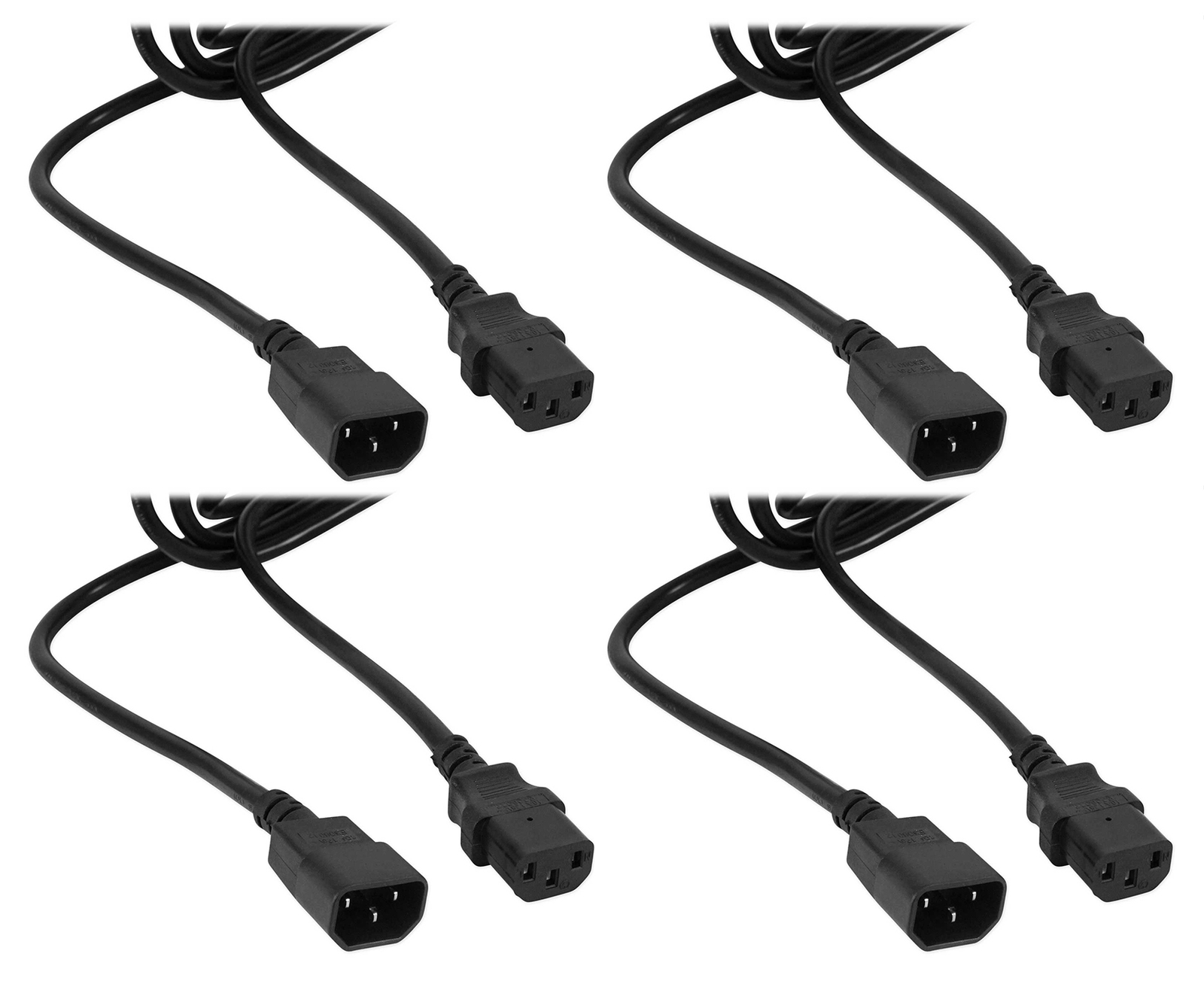 (4) Rockville RCN16-10 Foot IEC Male to Female Power Link Cables For Lights