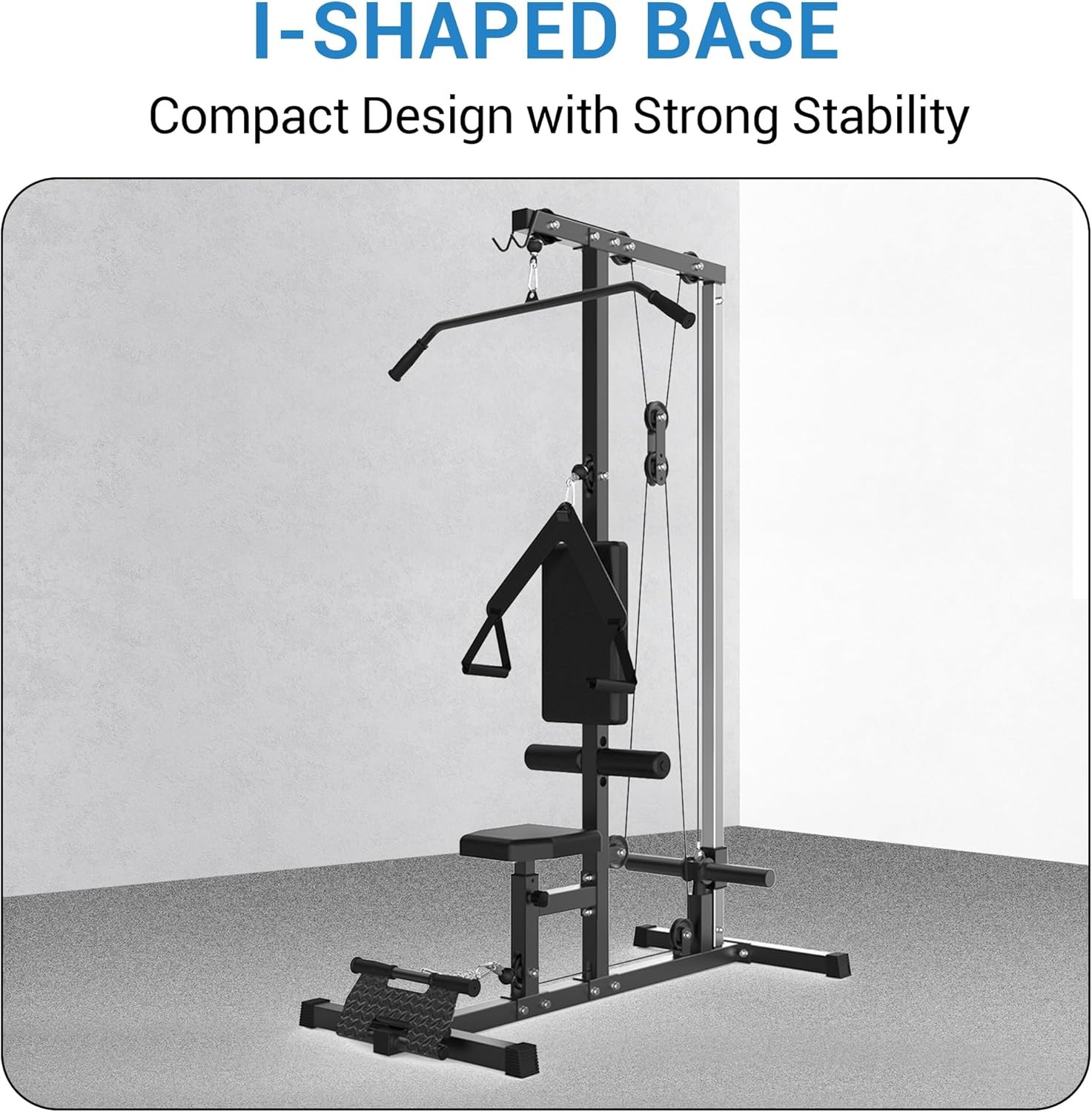 LAT Pull Down & Low Row Cable Machine Pulley Station with Adjustable Leg Support