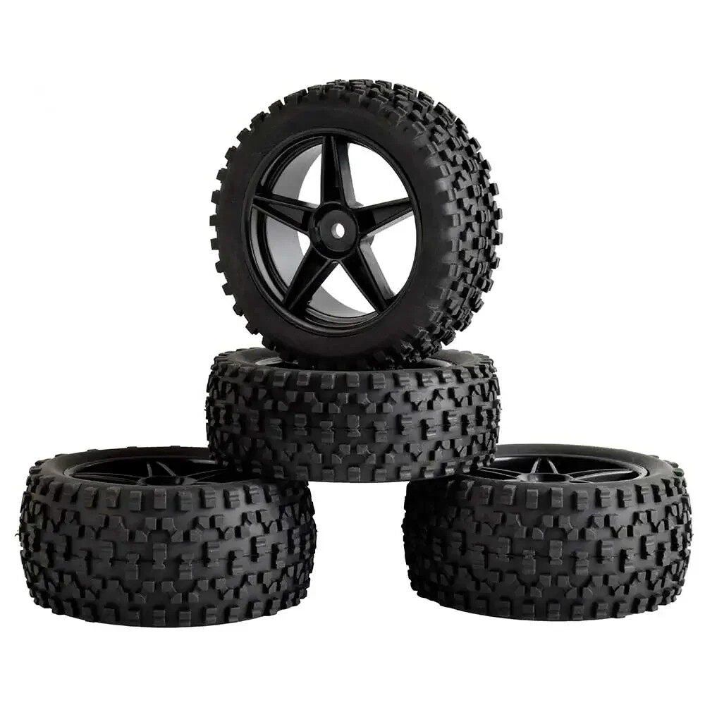 RC Rubber Tires & Plastic WheeI 2 Front 2 Behind For HSP 1:10 Buggy