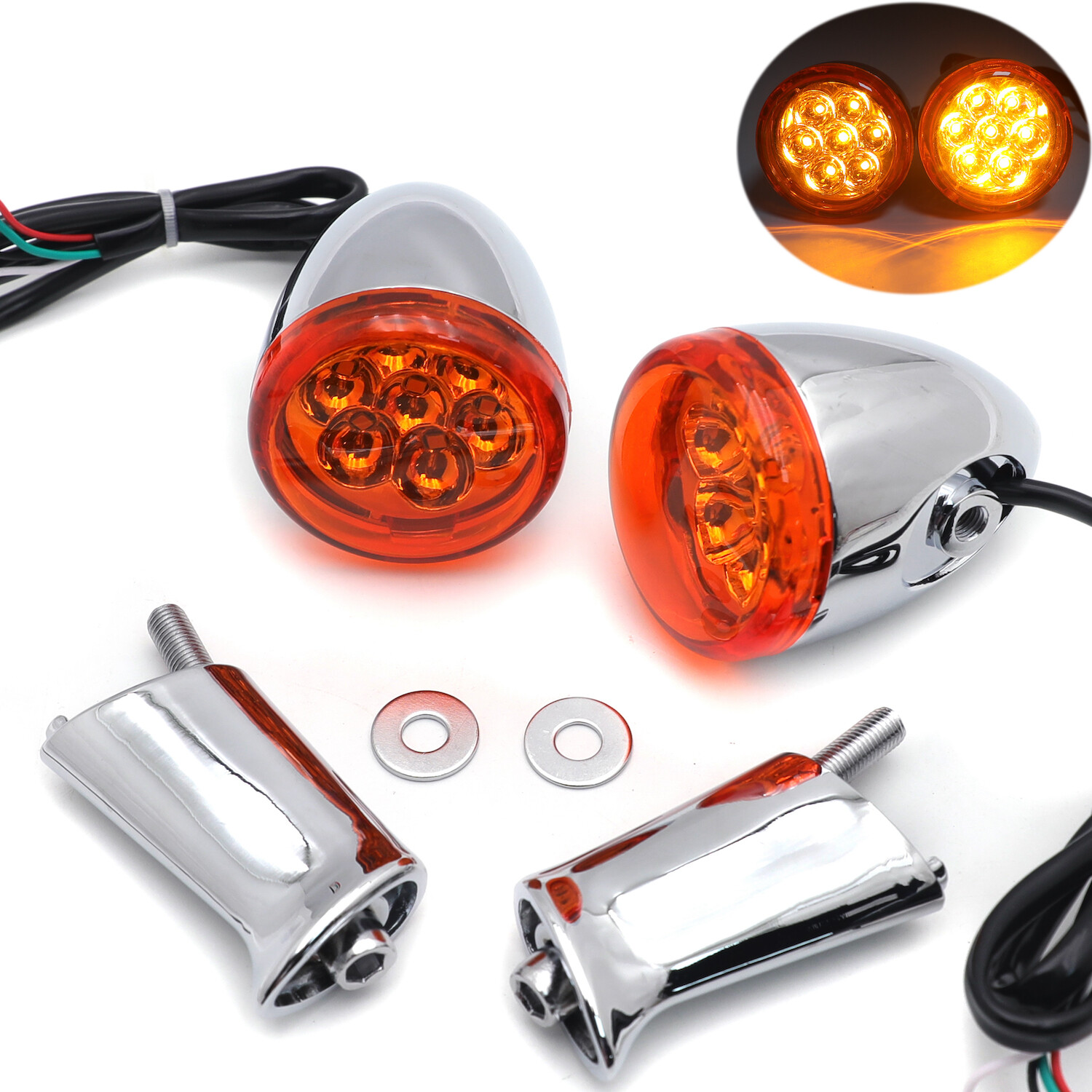 Rear Running Brake Turn Signal Light Indicator Amber For 92-up Harley Sportster