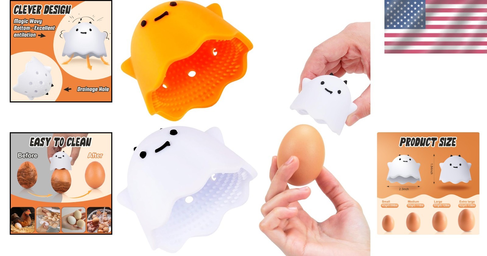 Versatile 2Pcs Silicone Egg Cleaner - Perfect for Fresh Eggs, Fruits & Veggies