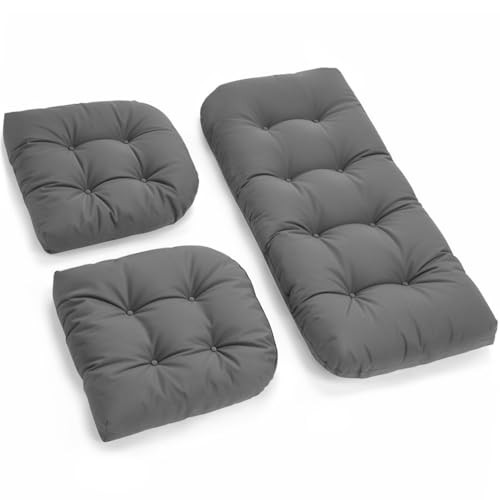 All Weather Wicker Chair Cushions of 3 Pieces, Waterproof Outdoor Wicker Chair