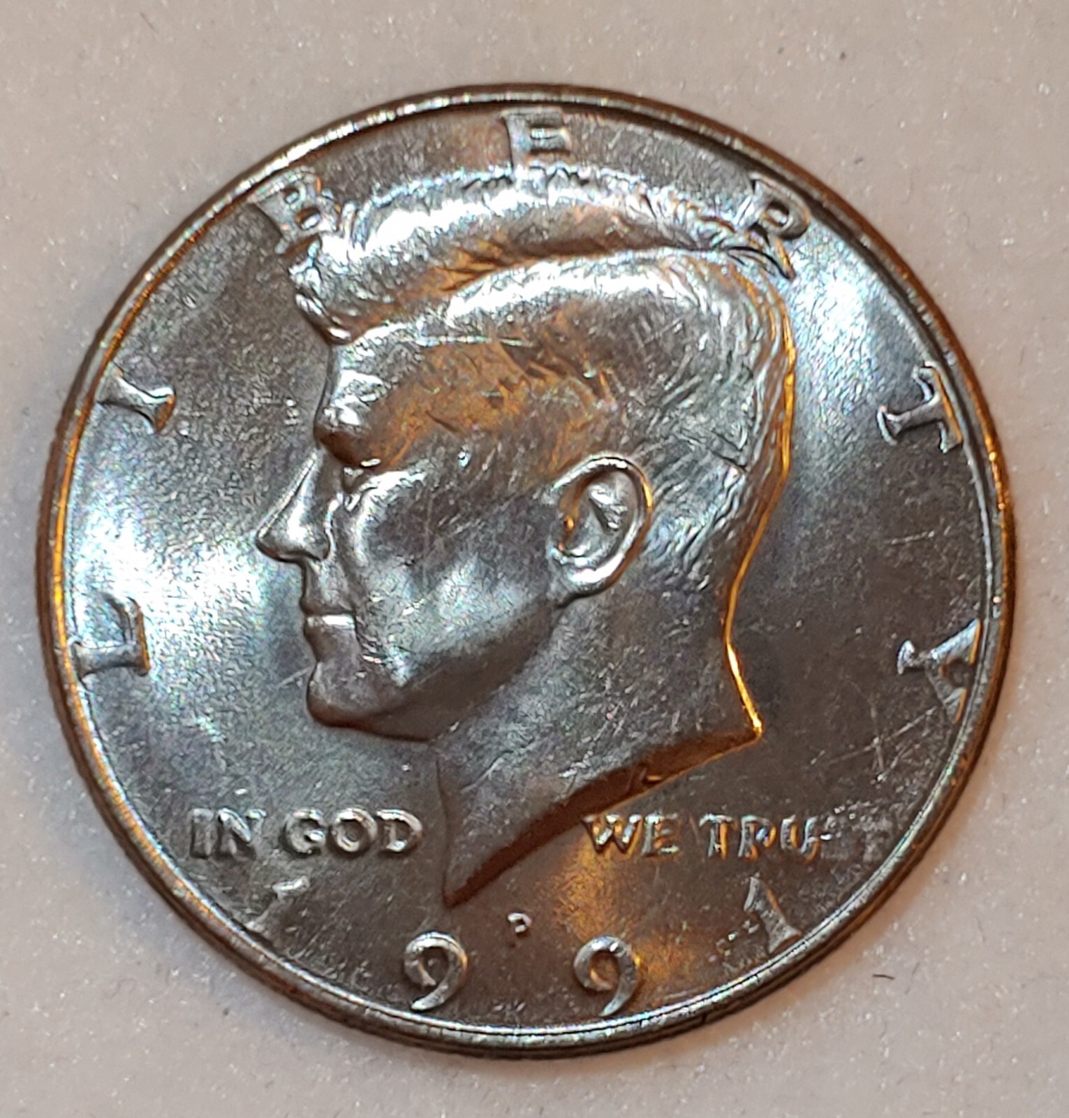RARE ERROR 1991 P Kennedy 1/2 Dollar Die Break Bottom Arrows Circulated Ungraded