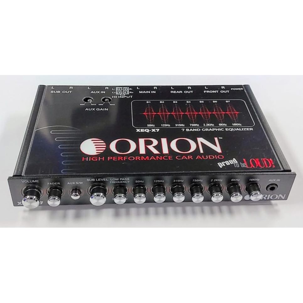 ORION XEQ-X7 7-BAND GRAPHIC EQUALIZER HALF-DIN CAR EQ w/ FRONT 3.5mm AUX INPUT