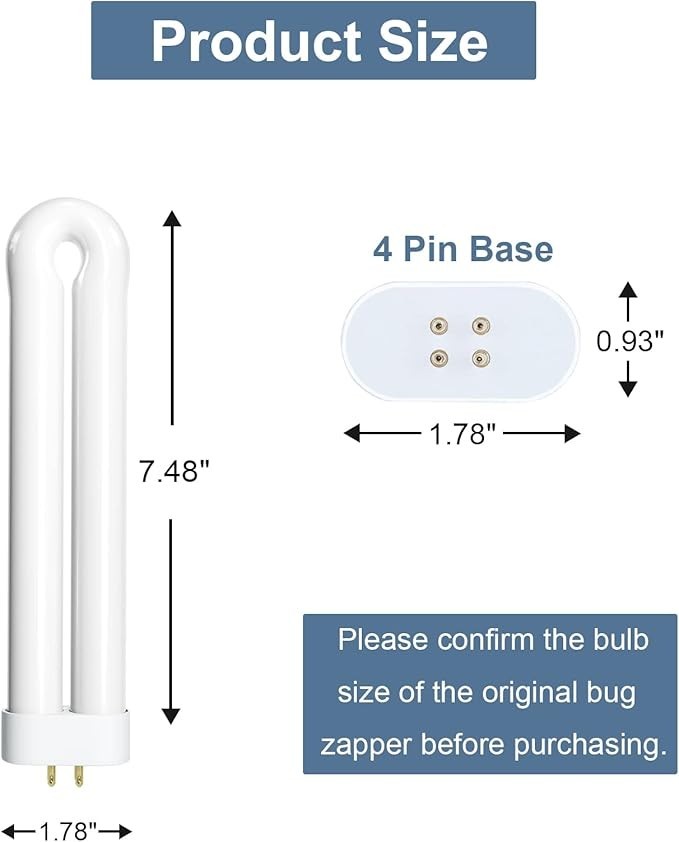 Bug Zapper Light Bulb Replacement for 15W Bug Zapper with 4-Pin Base, Ful 15W