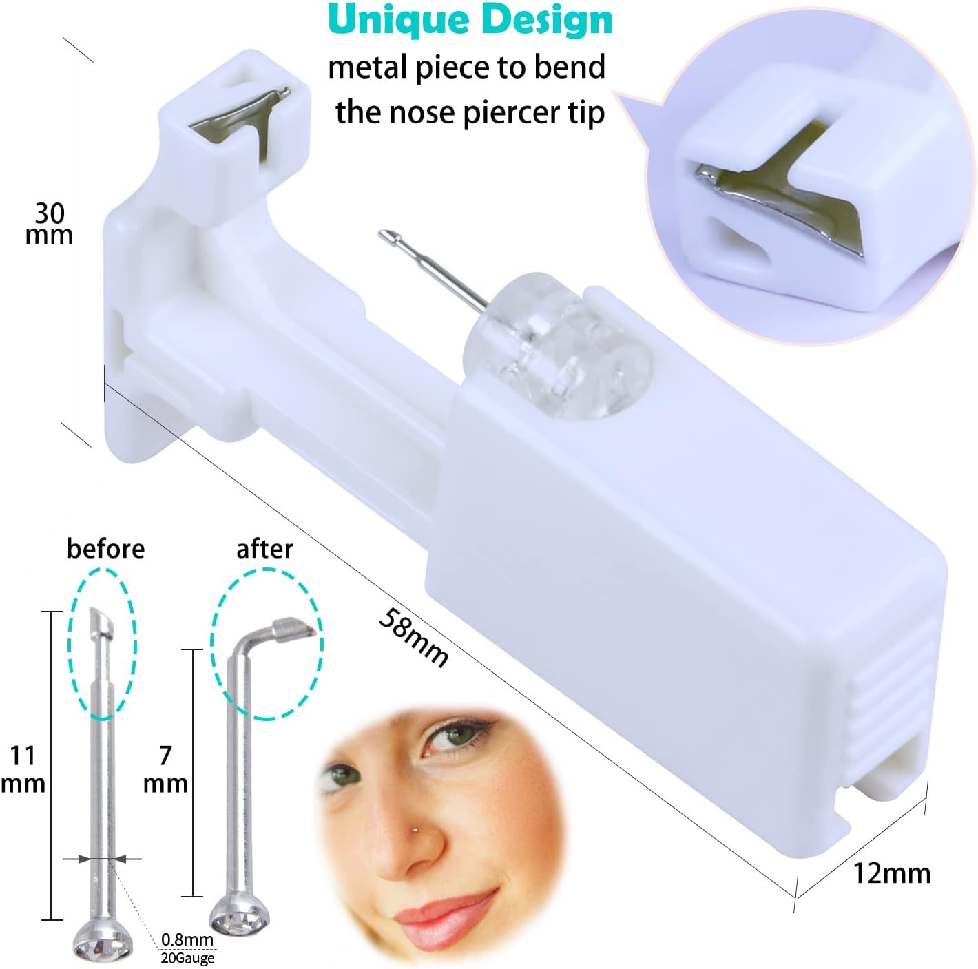 2 PCS Disposable Nose Piercing Gun Self Kit Nose...