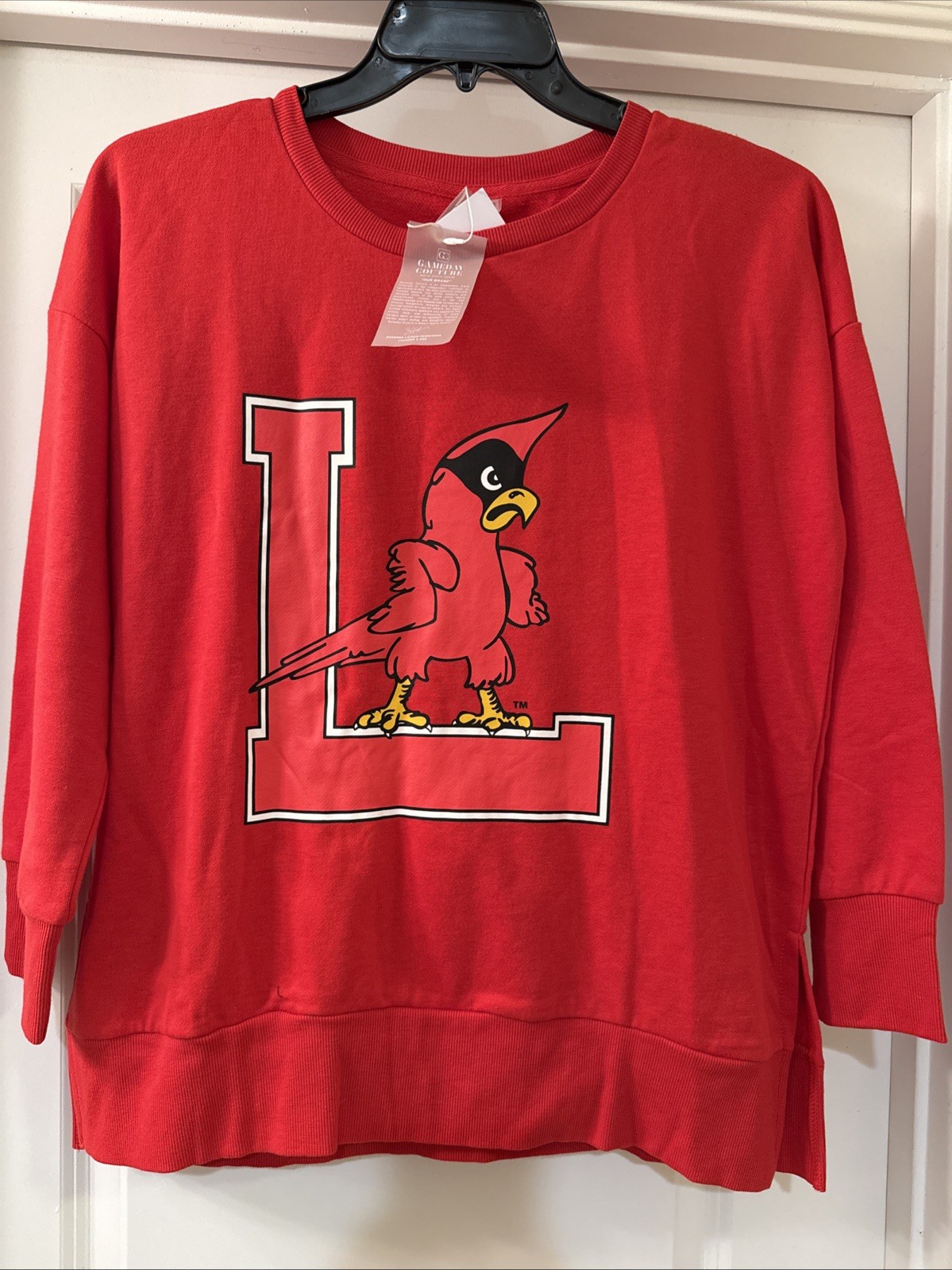 Louisville Cardinals Womens Medium Gameday Couture Retro Logo Sweater NWT
