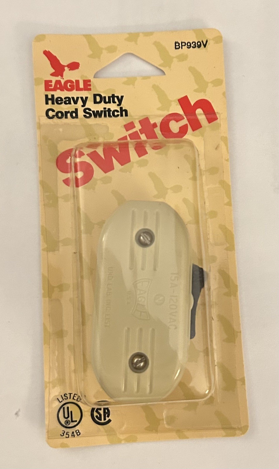 Lot of 5 - EAGLE HEAVY DUTY CORD SWITCH BP939V; Rated 15A-120V AC