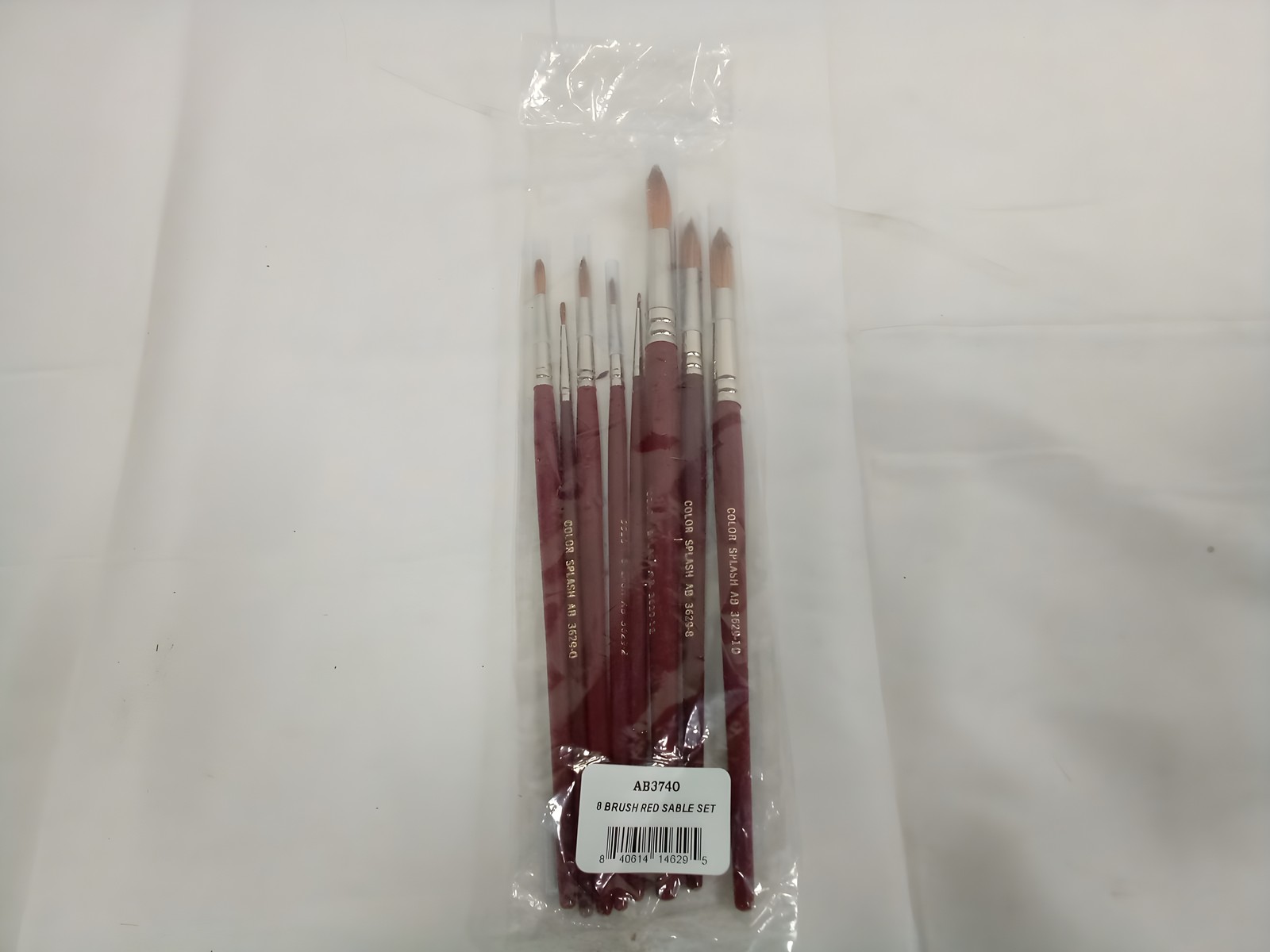 Color Splash AB3740 8 Brush Red Sable Artist Paint Brush Set