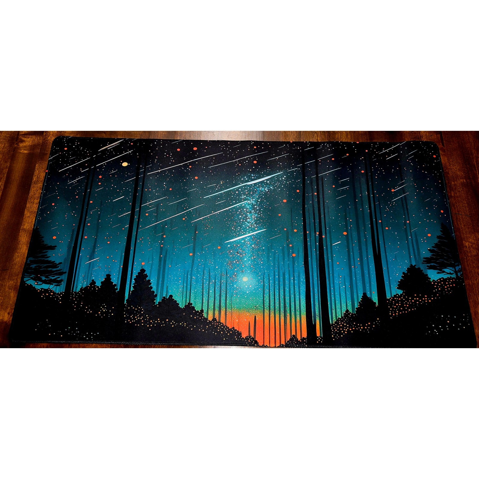 XXL Gaming Mouse Pad Desk Mat Starry Night Forest Meteor Design