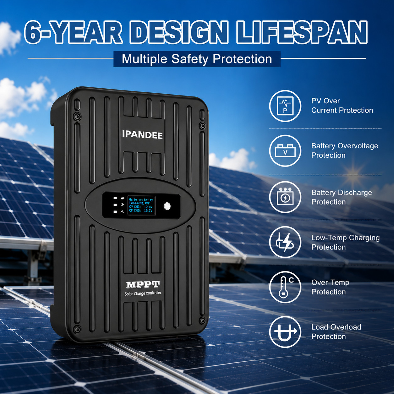 MPPT Solar Charge Controller 40A with Bluetooth 100VDC 12V/24V For Solar Panles