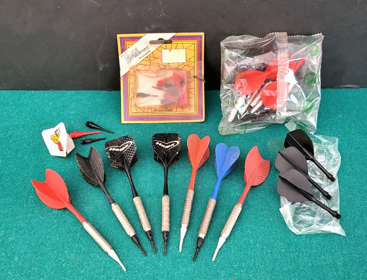 VTG 10 Darts Plastic Tip, Extra Tips, Halex, New Parts, Dartboard Manuals +More