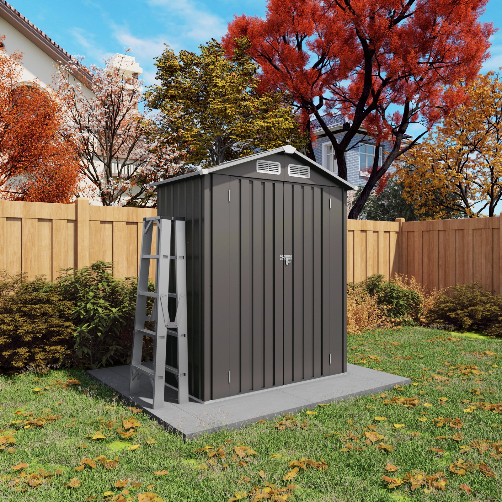5X3 FT Metal Outdoor Storage Shed, Tool Shed with Peaked Roof Waterproof, Lock