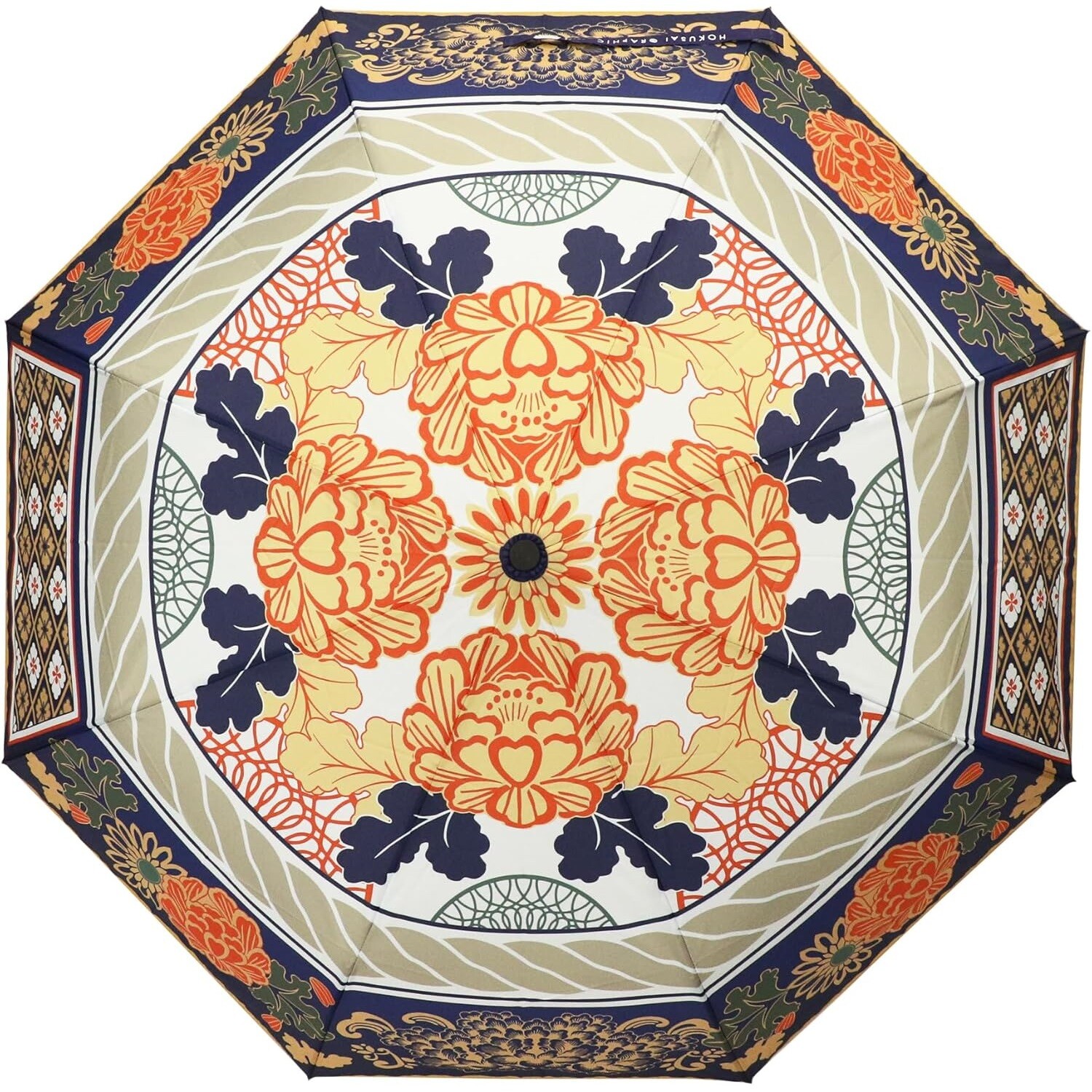 Hokusai Graphic Rain or Shine Folding Umbrella KENRANWAZARA 95cm from Japan  F/S