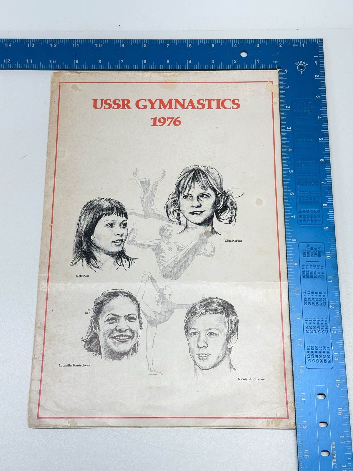 1976 USSR Gymnastics Program With Olga Korbut & Nelli Kim Great Photos Vintage