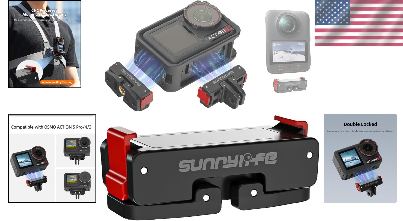 Versatile Magnetic Mount for DJI Osmo Action 5 Pro & Quick Release Adapter