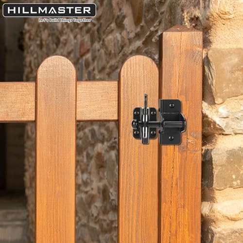 HILLMASTER Self Locking Gate Latch for Wooden Fence—Heavy Duty Finger Pull