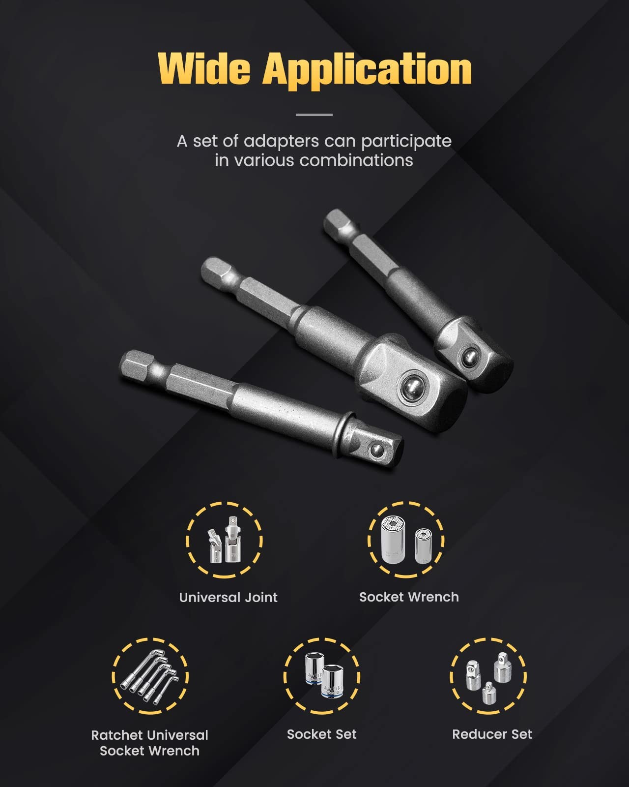 BOEN Impact Grade Socket Adapter Set, 6-PCS Drill Bit with 6PCS SAE