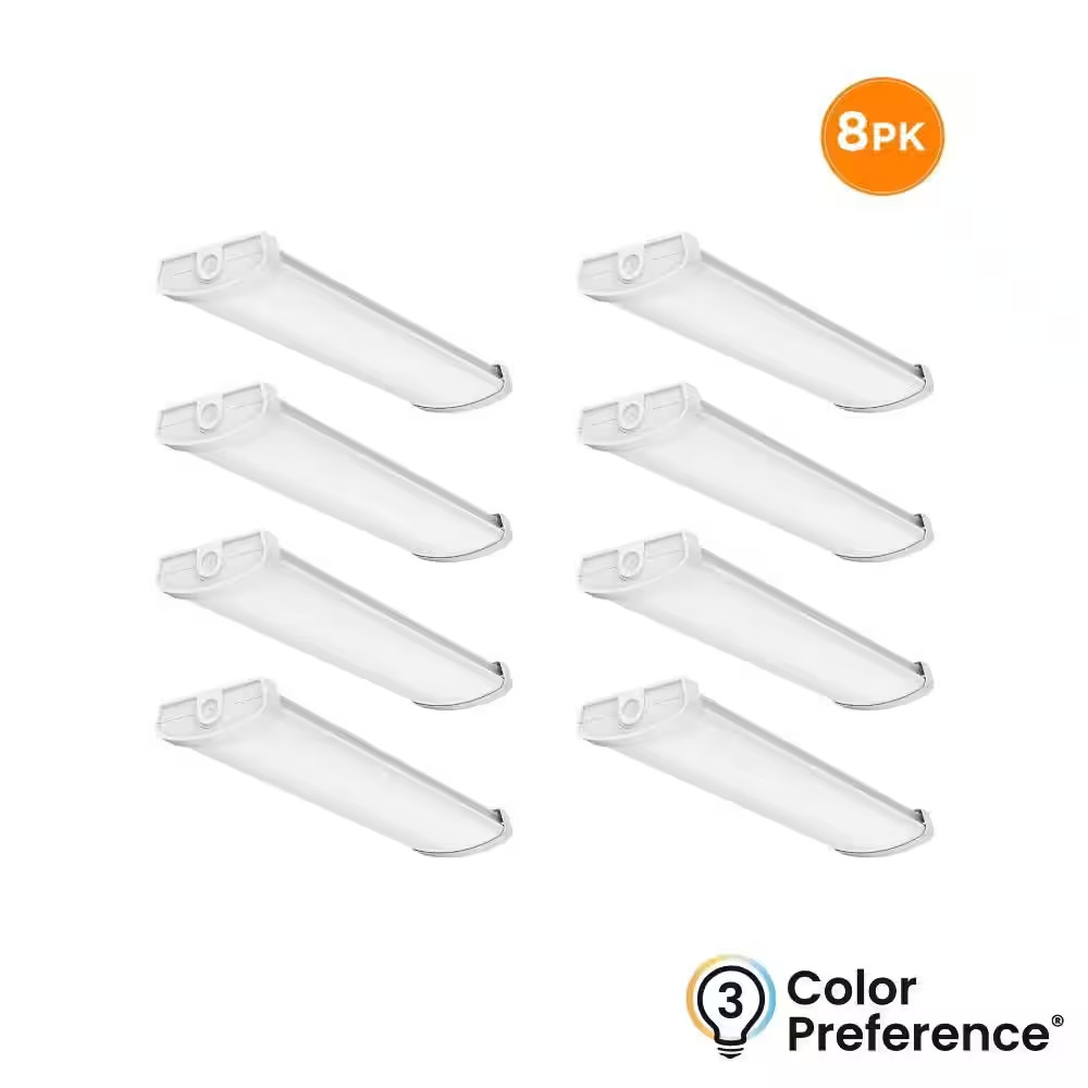 8-Pack 24 In. X 6 In. White Commercial LED Wrap Light Fixture 120-277V 3500K 400