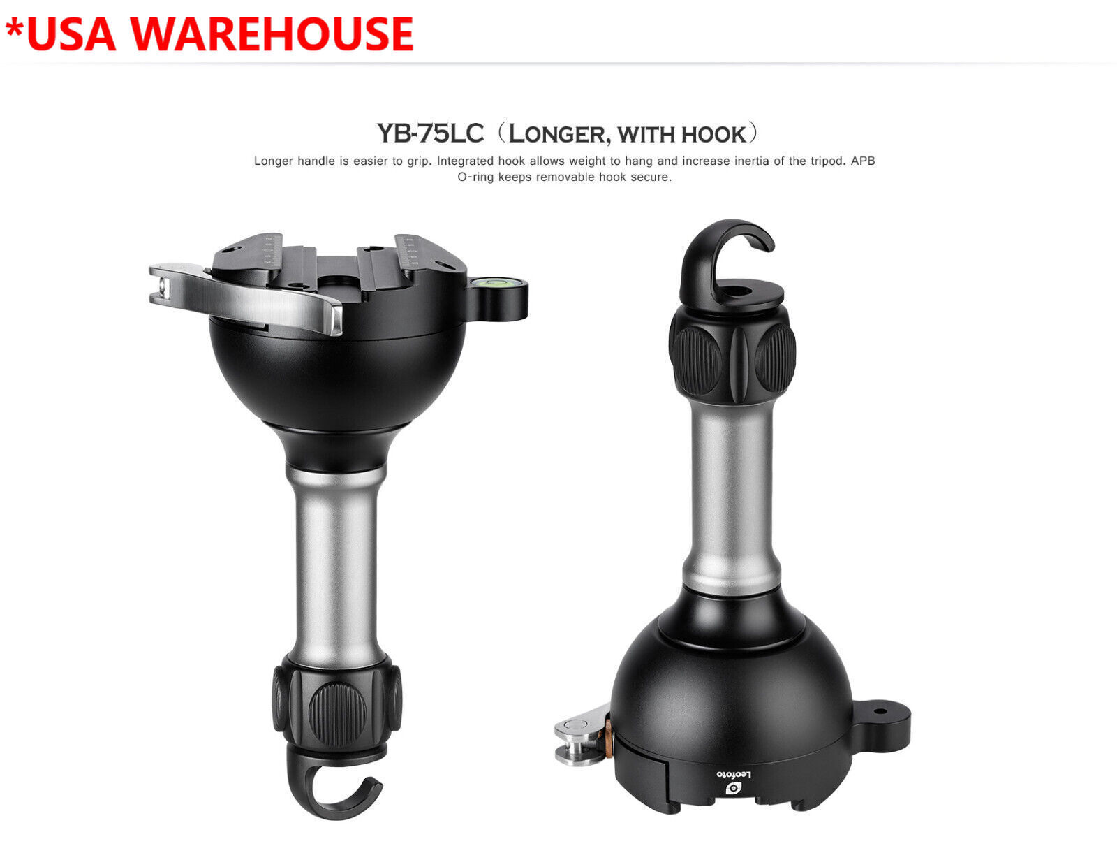 Leofoto YB-75LC Leveling Base w/ Handle for 75mm Bowl | Arca Lever