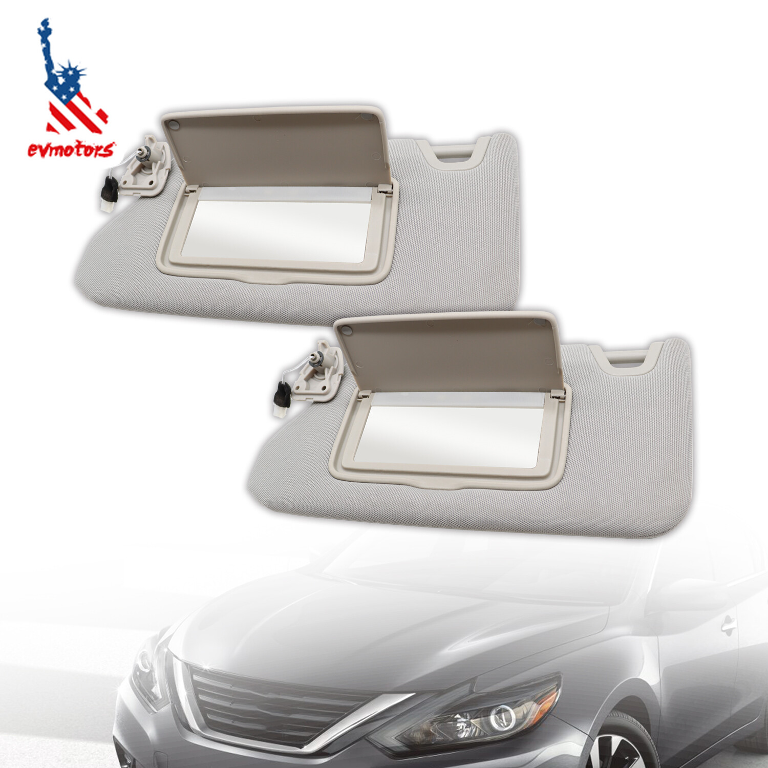 For 2013-2018 Nissan Altima Sun Visor Driver Passenger Pair Set Lighted Gray