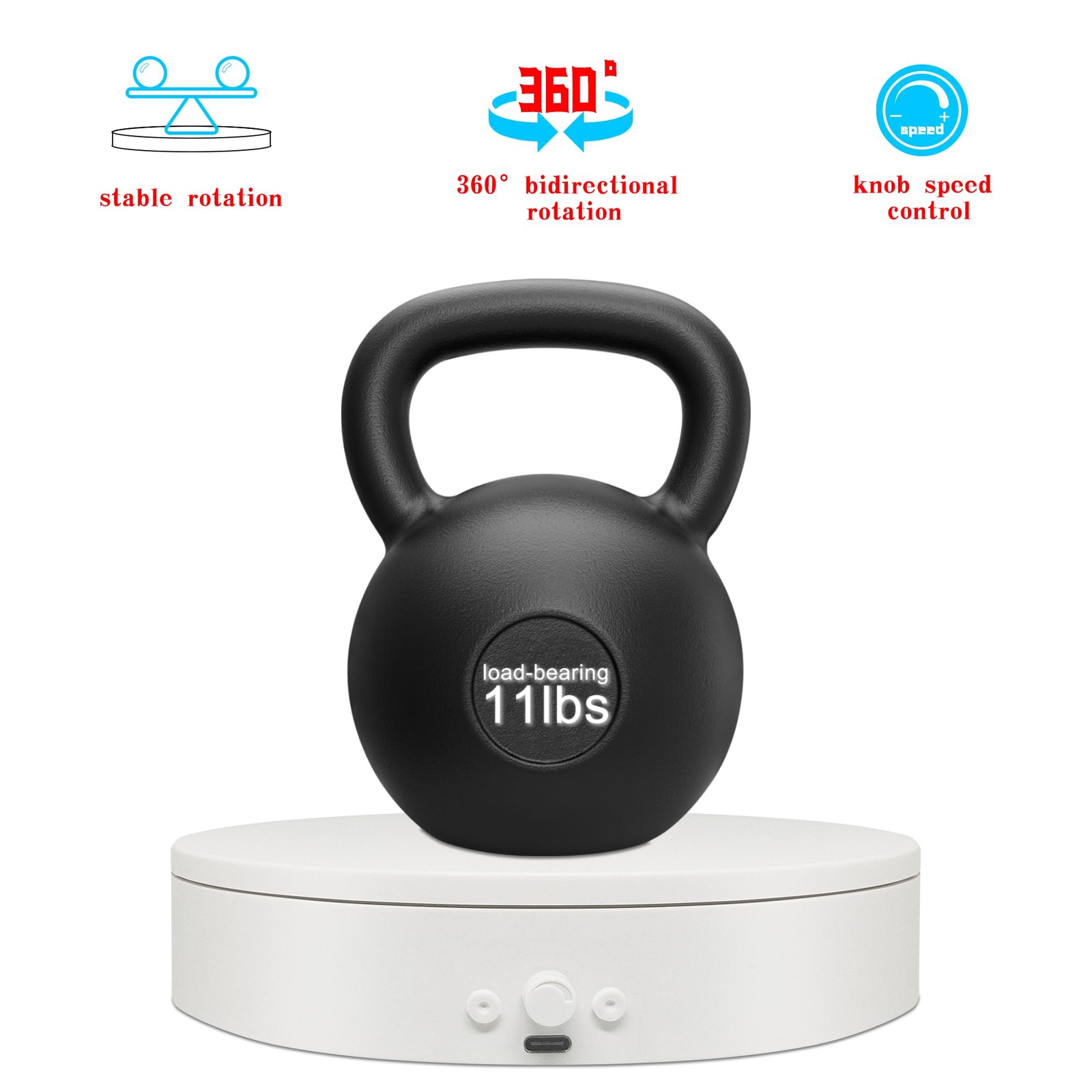 Rotating Display Stand with USB Power Cable, Mute 5.9" white