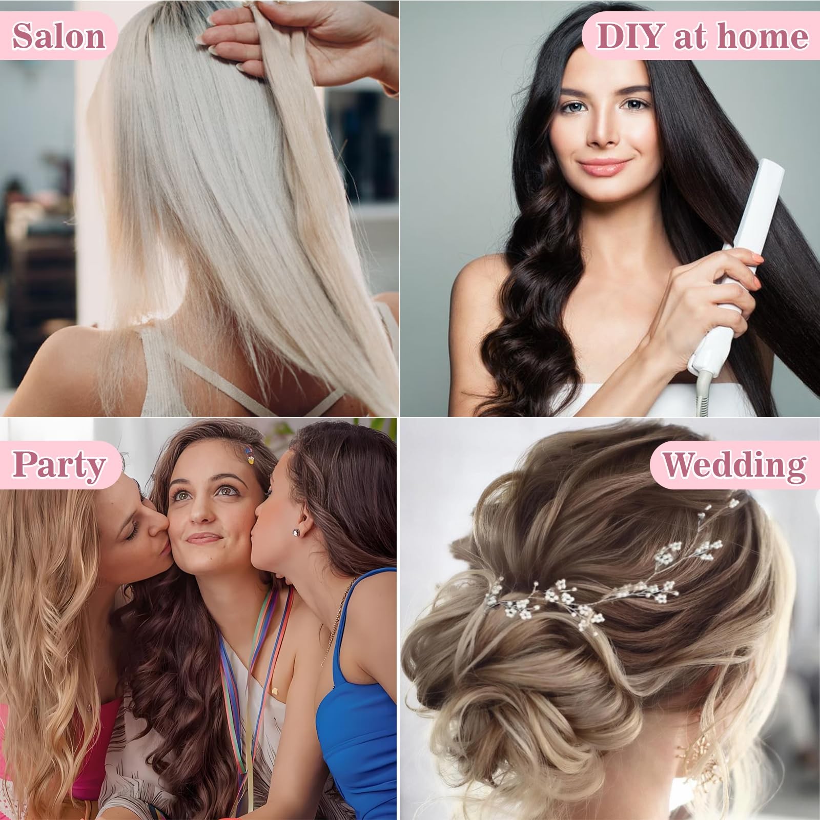 Sew in Hair Extensions Kit, Microlink Tool Compact, Black, Beige, and Brown
