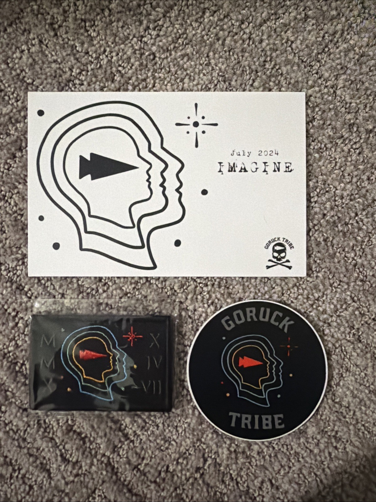 GORUCK Tribe July 2024 Imagine Patch + Sticker + Workout Card Set