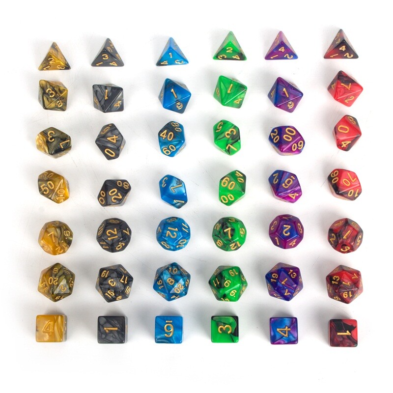 New 42 Pieces DnD Dungeons Dragons Dice 6 Sets  Pouch Game Dice 8.5x7cm bag Hot