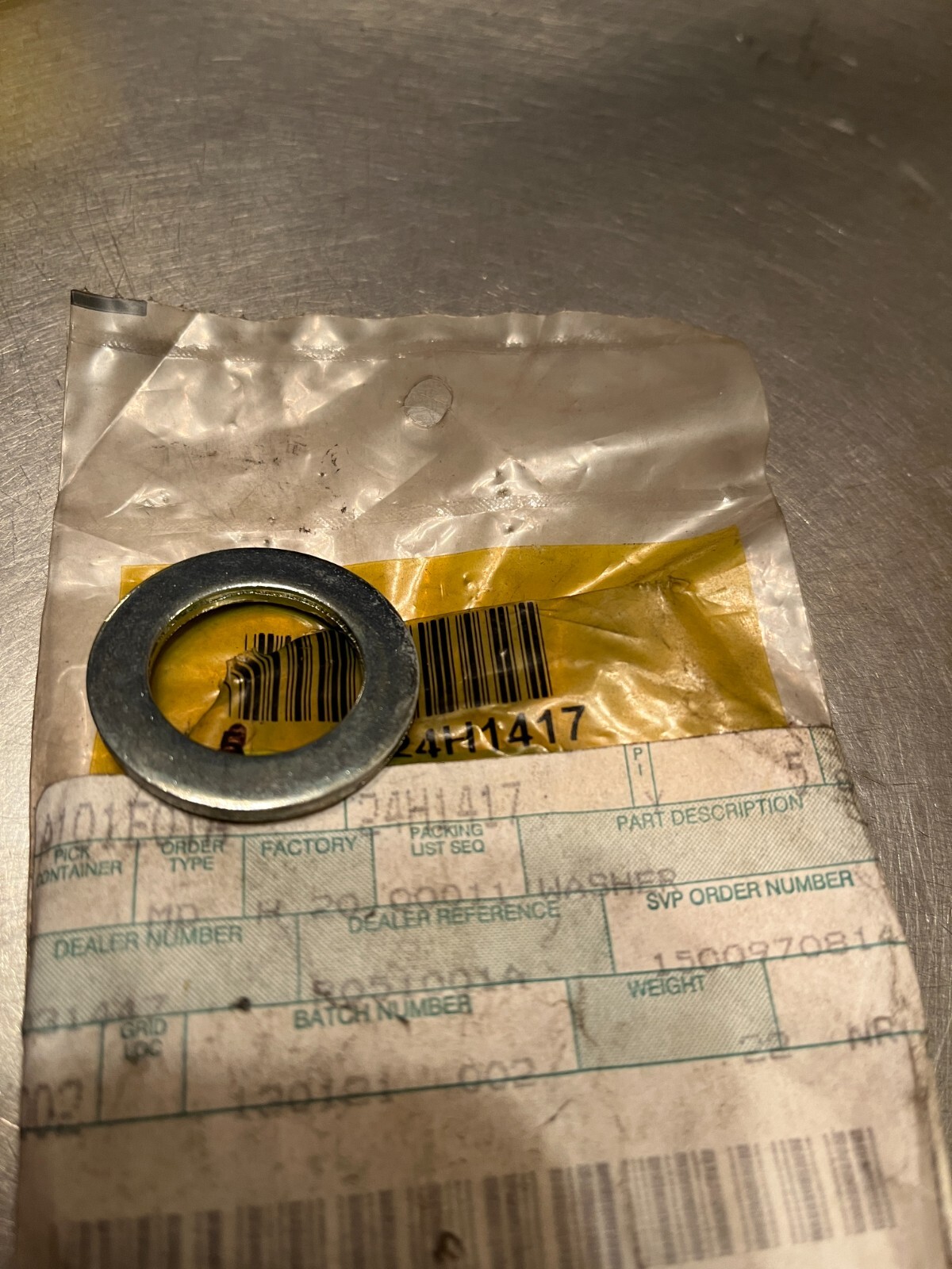24H1417  Genuine OEM  John Deere  WASHER