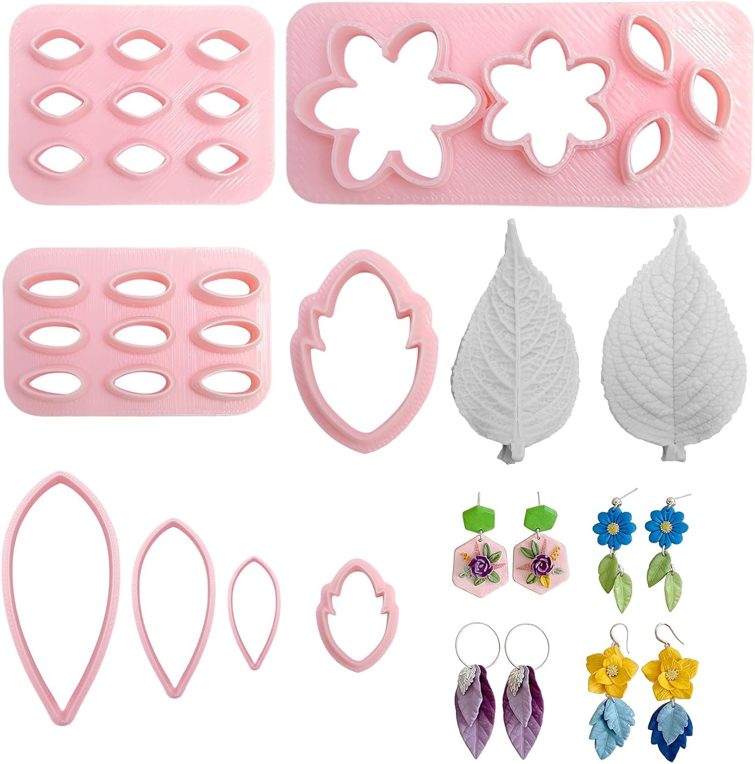 8 Pcs Clay Cutters Molds for Polymer Clay Jewelry | Press Mold and Cutter Set fo