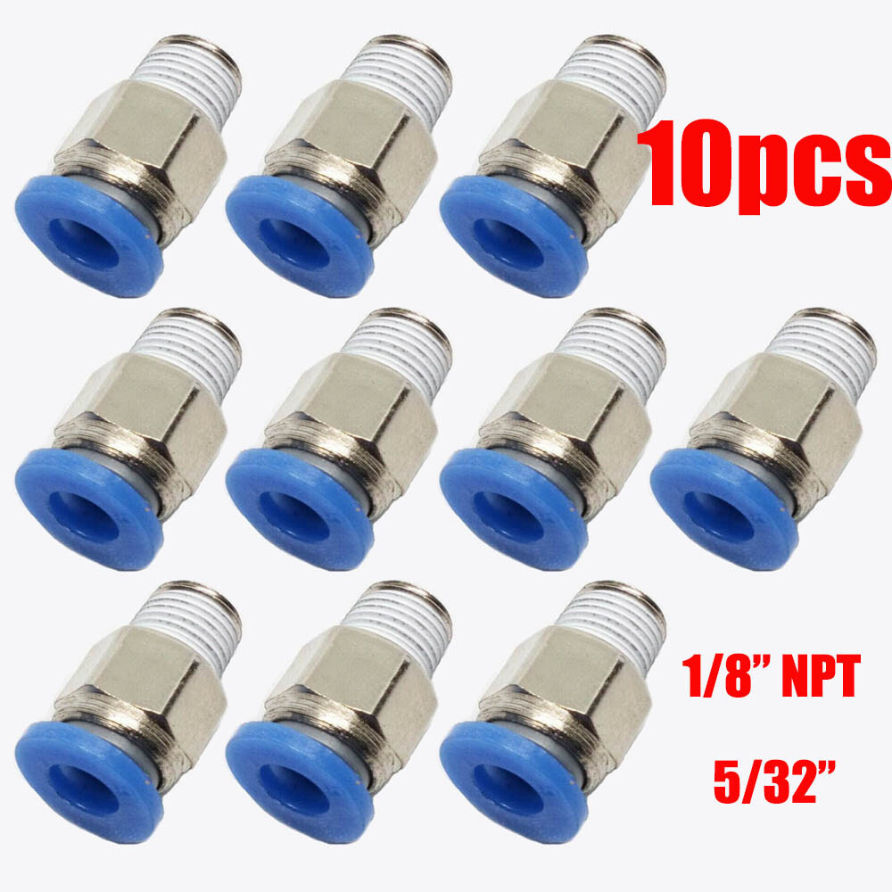 10X Male Straight Connector Tube OD 5/32" (4mm) X NPT 1/8 PU Air Push In Fitting