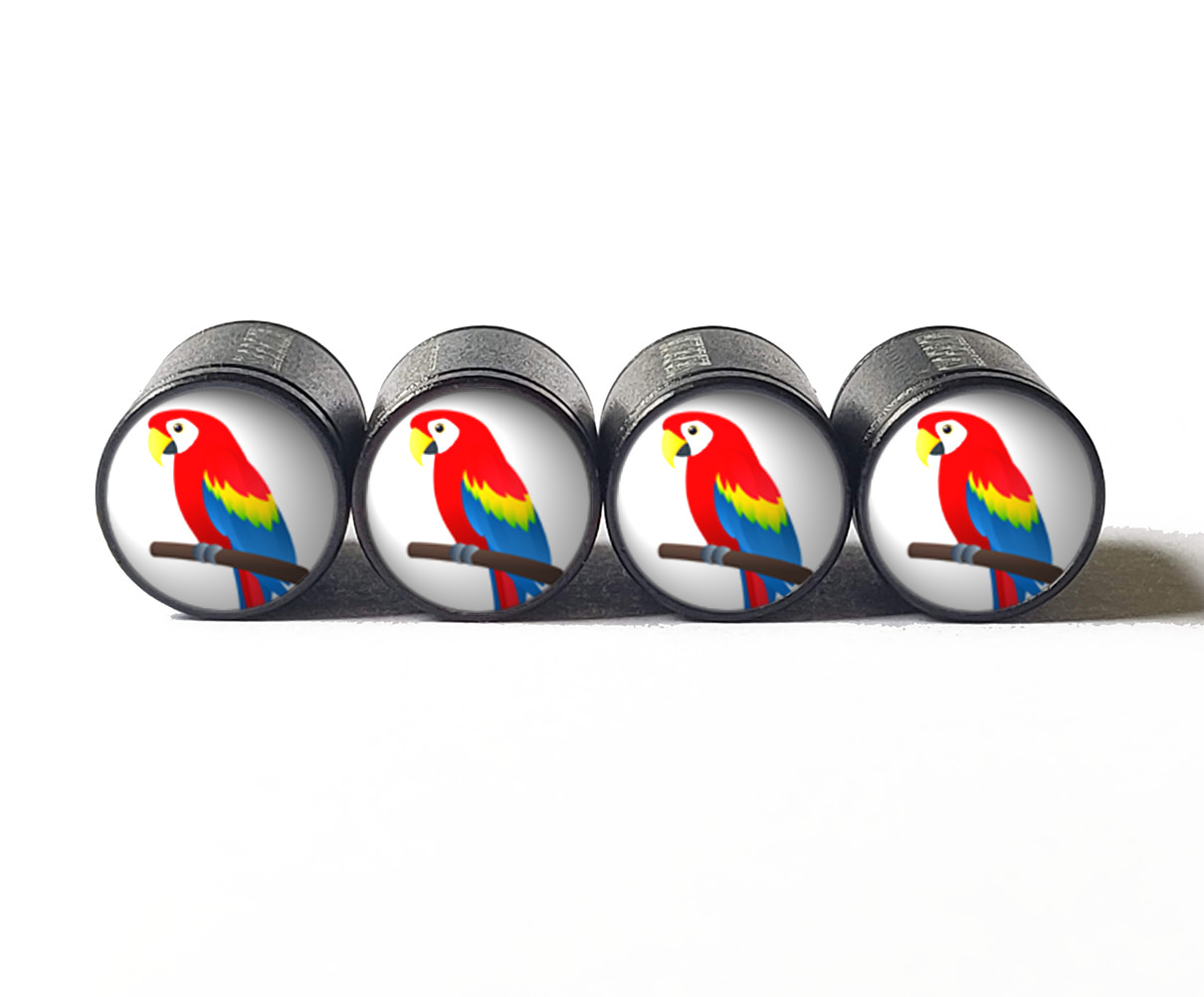 Colorful Parrot Tire Valve Stem Caps - Set of Four - Fits on all Vehicles
