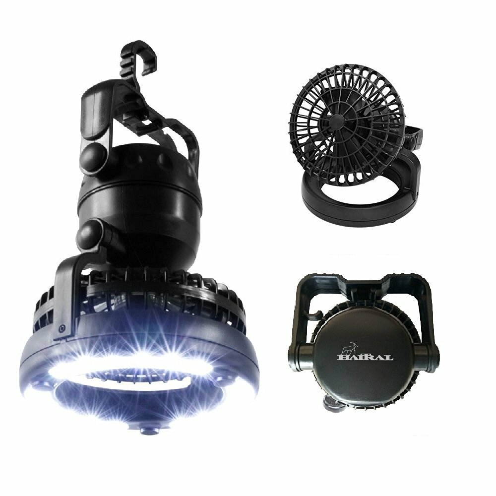 2-in-1 Portable LED Camping Lantern with Ceiling Fan Emergency Survival Kit